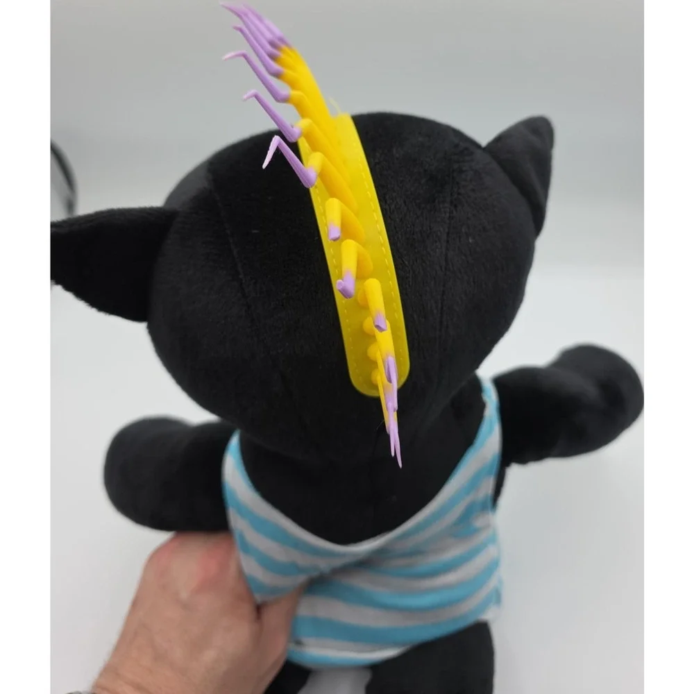 Punk Gothic Black Cat Plush Spiky Mohawk Skull Crossbones Shirt A&A Global 2023